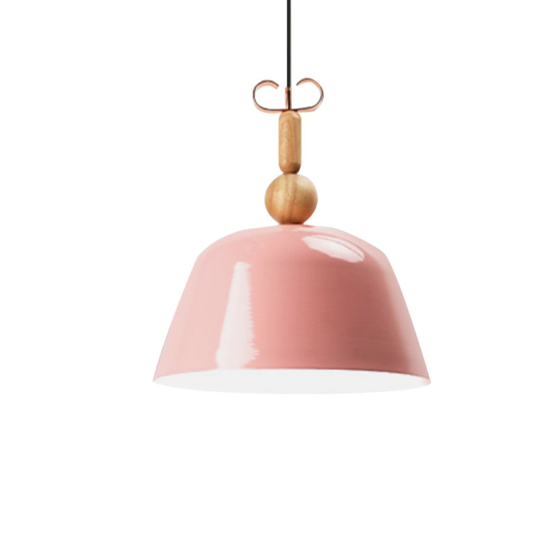 Noordse felgekleurde hanglamp bell schaduw enkele kop metalen plafondverlichting in blauw/roze/rood/geel voor woonkamer