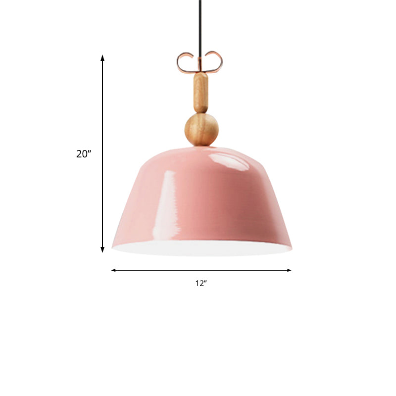 Noordse felgekleurde hanglamp bell schaduw enkele kop metalen plafondverlichting in blauw/roze/rood/geel voor woonkamer