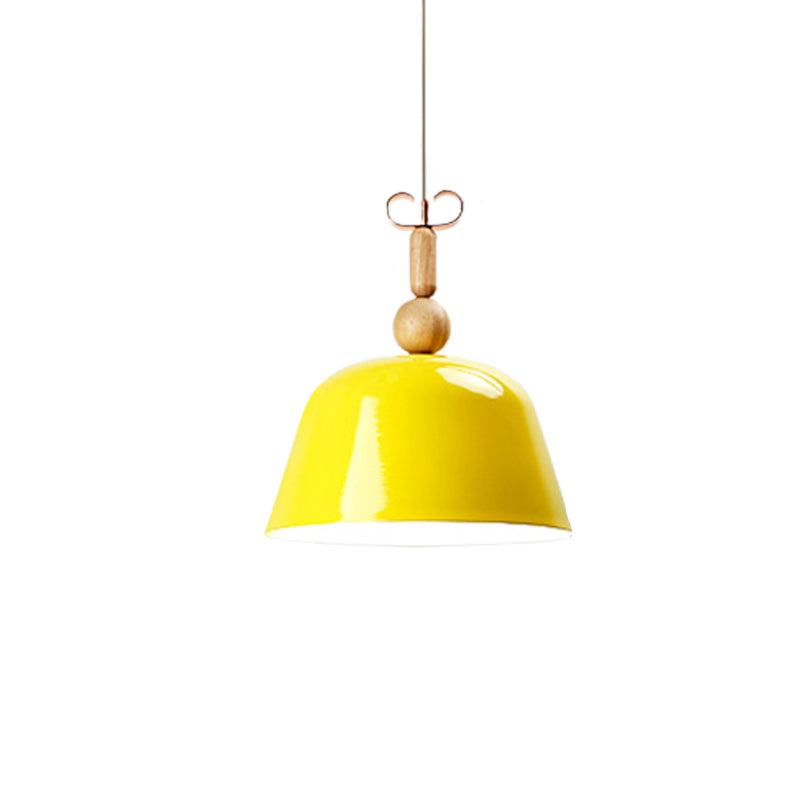 Noordse felgekleurde hanglamp bell schaduw enkele kop metalen plafondverlichting in blauw/roze/rood/geel voor woonkamer