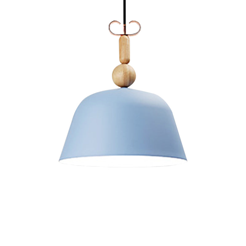 Noordse felgekleurde hanglamp bell schaduw enkele kop metalen plafondverlichting in blauw/roze/rood/geel voor woonkamer