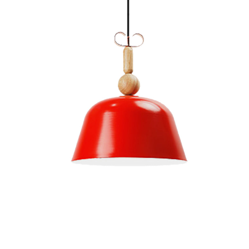 Noordse felgekleurde hanglamp bell schaduw enkele kop metalen plafondverlichting in blauw/roze/rood/geel voor woonkamer