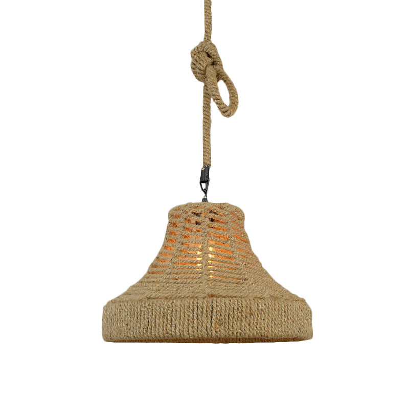 Touw uitlopen/kom kooi schaduw hanger licht vintage industrieel 1 hoofd restaurant hangende lamp in beige