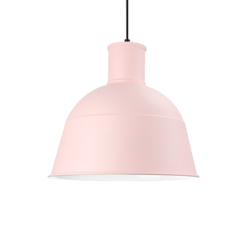 Dining Room Kindergarten Bowl Pendant Light Aluminum One-Light Macaron Loft Hanging Lamp