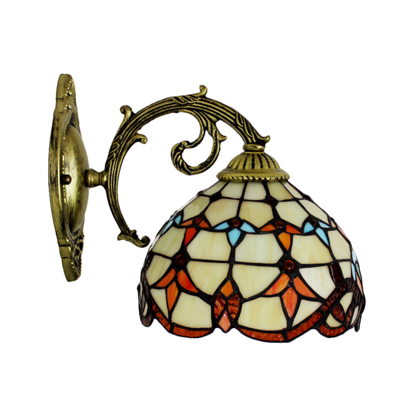 Vintage Tulip Wall Hanging Lights Stained Glass 1-Light Wall Light Shade for Hallway