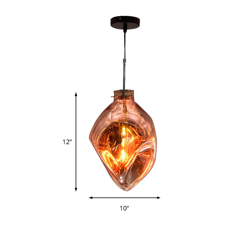 Contemporary Style Hanging Light Abstract Shade 1 Light Hammered Glass Pendant Lamp for Hotel