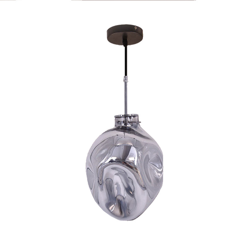 Contemporary Style Hanging Light Abstract Shade 1 Light Hammered Glass Pendant Lamp for Hotel