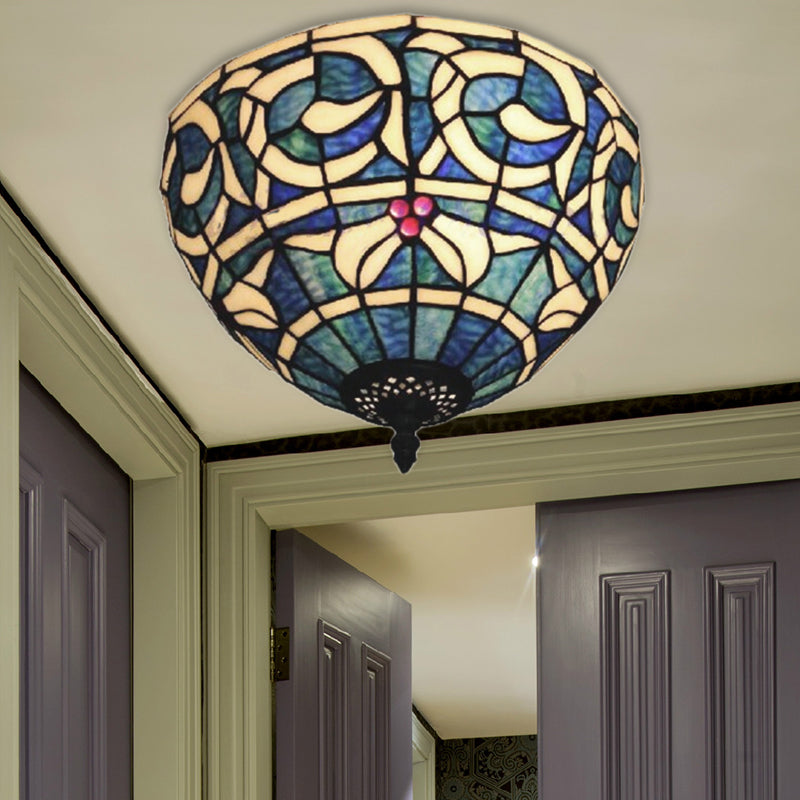 Plafonnier rustique à 2 lumières en verre teinté pour chambre à coucher