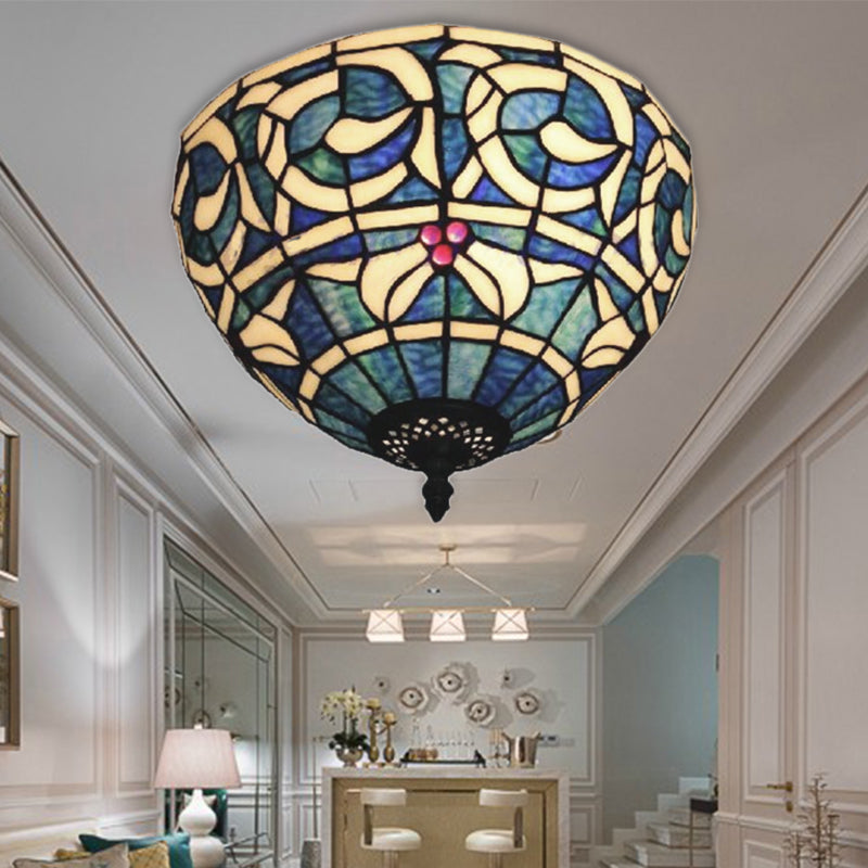 Plafonnier rustique à 2 lumières en verre teinté pour chambre à coucher