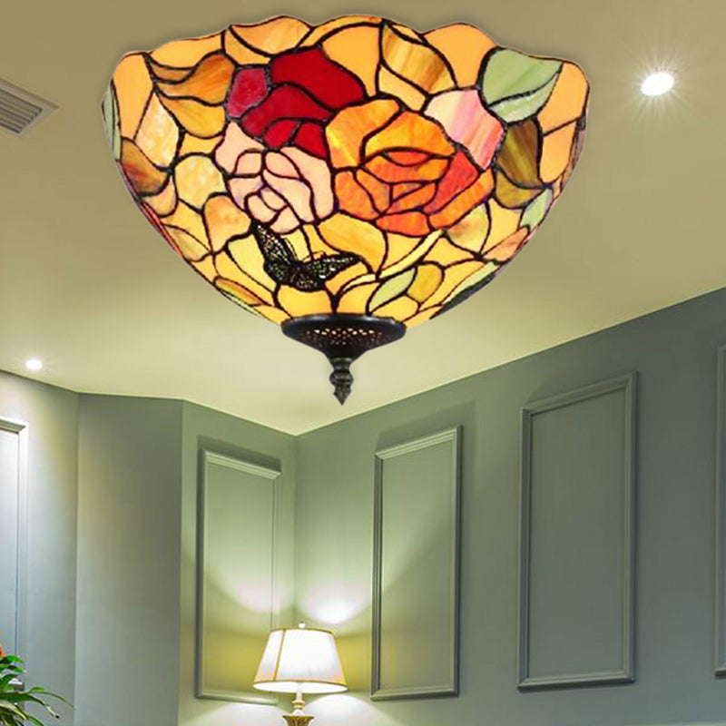 Rose Flush Mount Lighting Lodge - Lámpara de techo empotrada de 2 luces para dormitorio