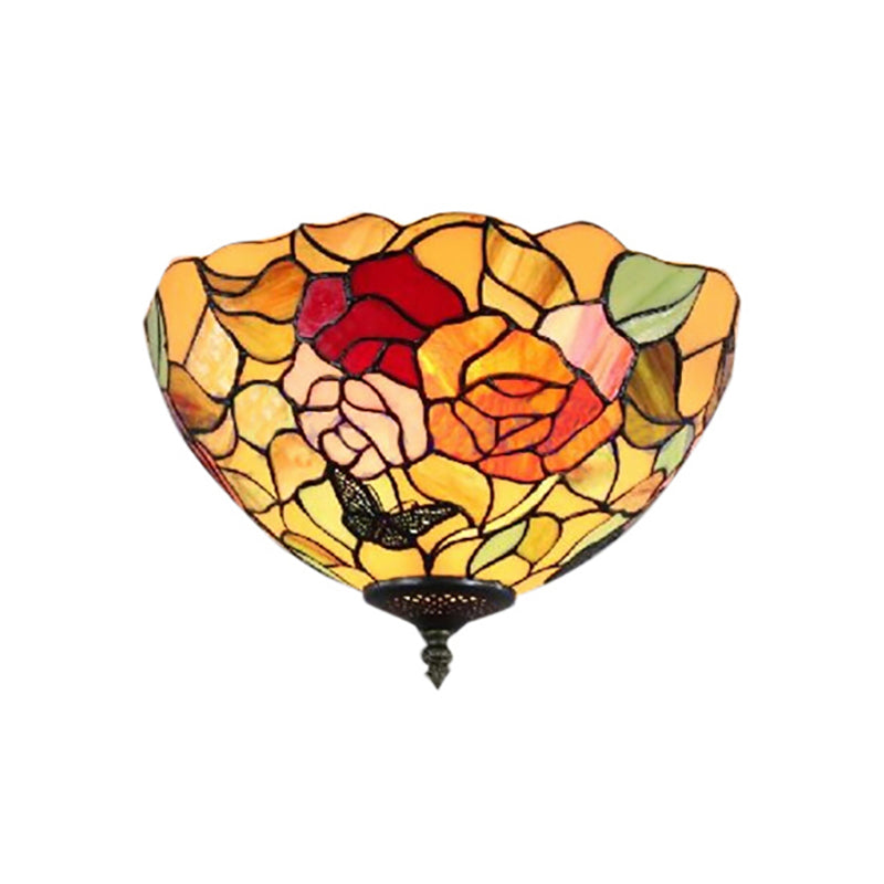 Rose Flush Mount Lighting Lodge - Lámpara de techo empotrada de 2 luces para dormitorio