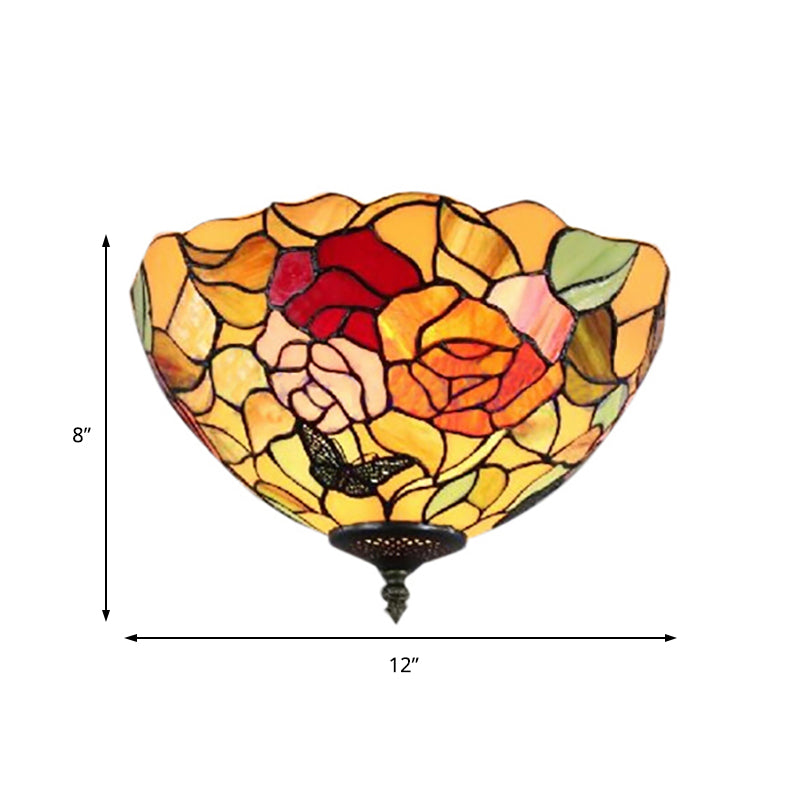 Rose Flush Mount Lighting Lodge - Lámpara de techo empotrada de 2 luces para dormitorio
