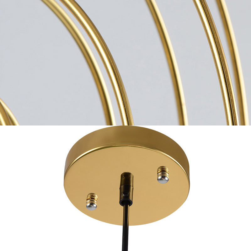 Lámpara colgante de orbe de vidrio de leche con anillo de alambre 1 cabezal de suspensión contemporánea Luz en oro para hotel