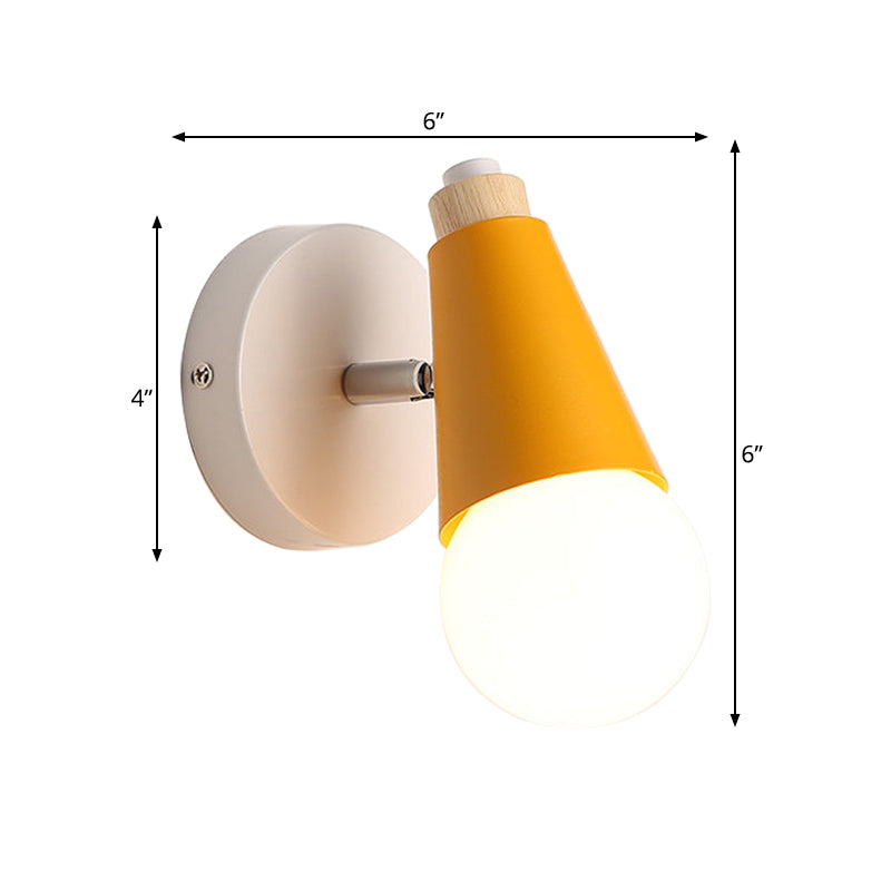 Rotatable Macaron Sweet Cone Wall Sconce 1 Head Metal Wall Light for Kid Bedroom