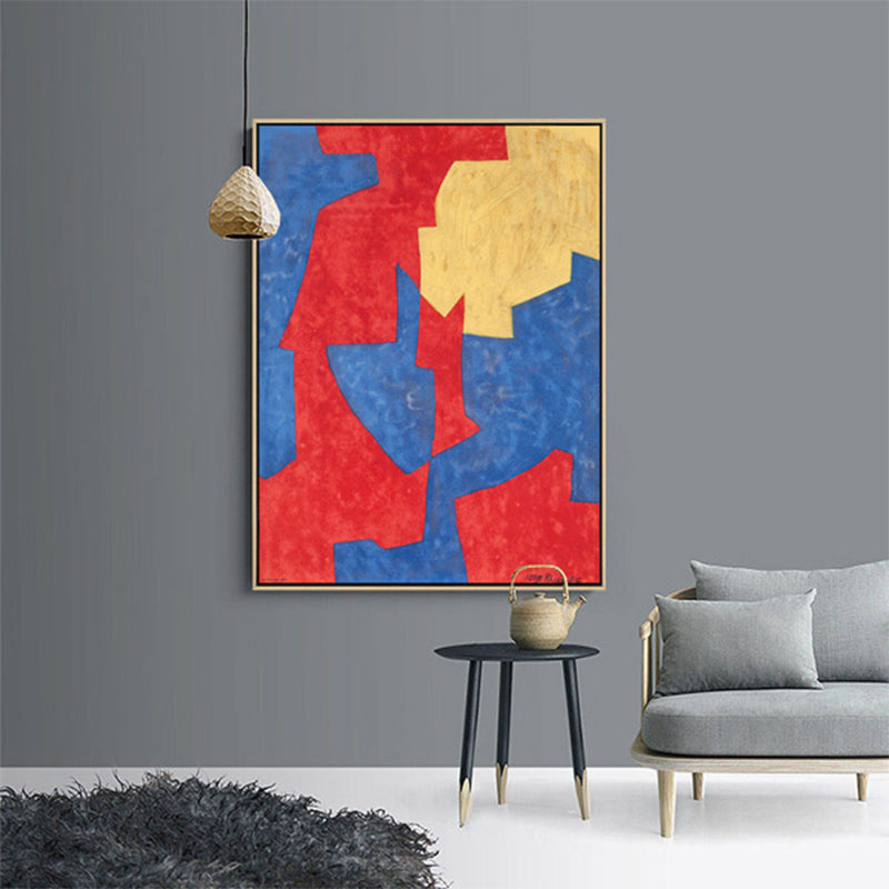 Toile graphique imprimée à la main, peintures aux couleurs douces, décor mural abstrait pour salon