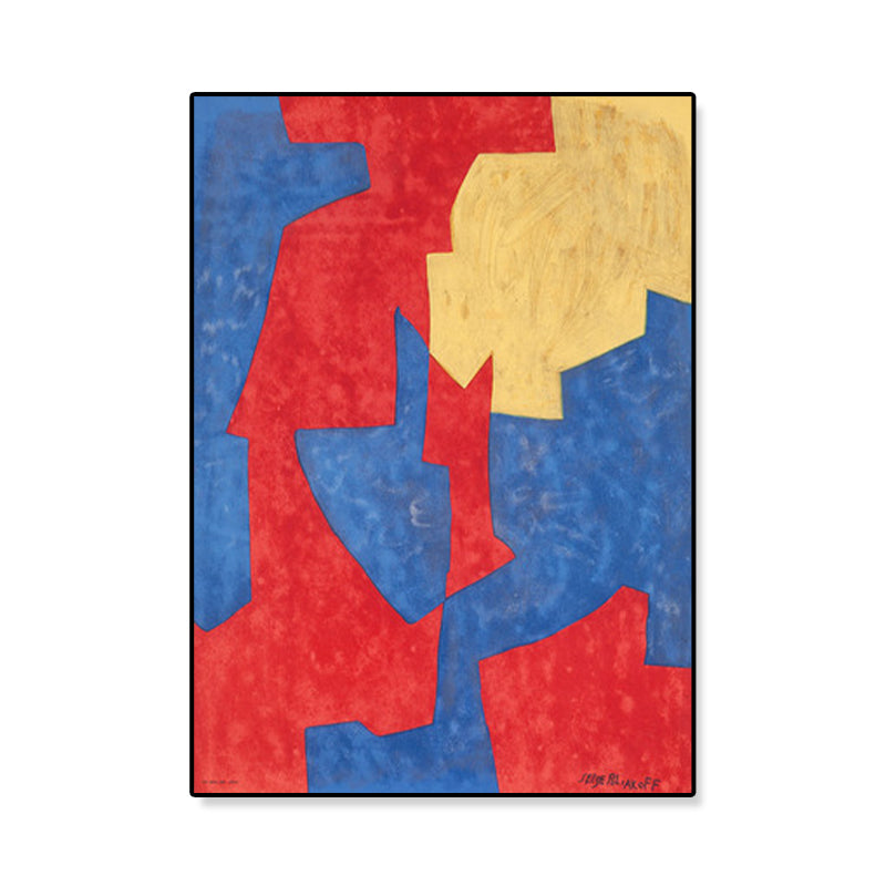 Hand Printed Graphic Canvas Art Soft Color Paintings Abstract Wall Decor for Living Room