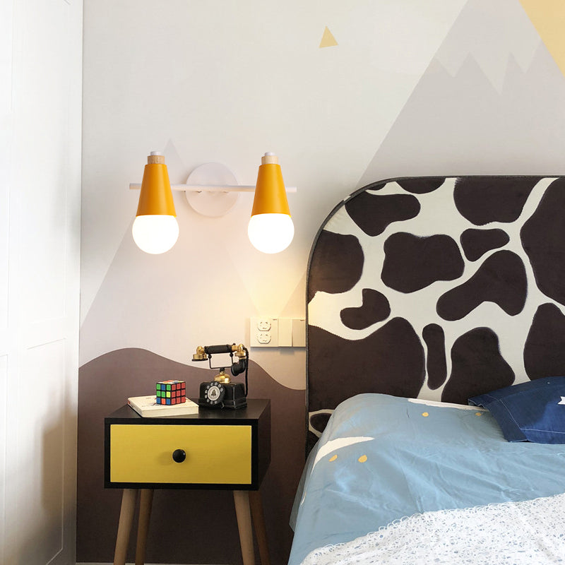 Metal Sweet Cone Wall Light Dining Room Stair 2 Heads Nordic Stylish Sconce Light