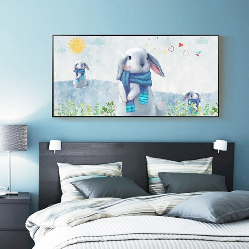 Toile d'animaux fantastiques pour enfants, décoration murale texturée de couleur douce pour chambre de bébé
