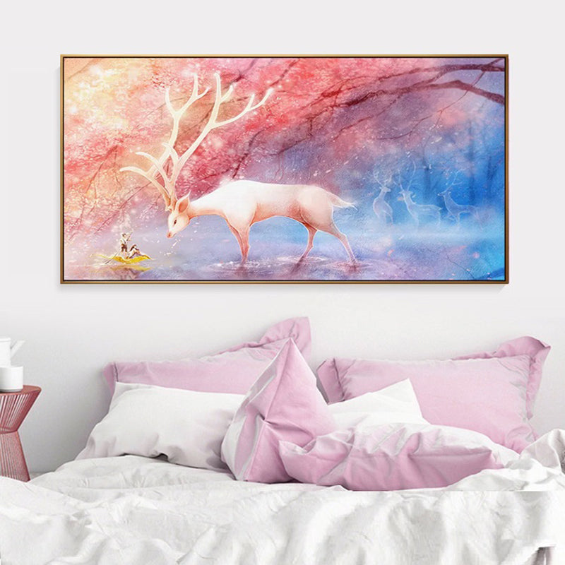 Toile d'animaux fantastiques pour enfants, décoration murale texturée de couleur douce pour chambre de bébé