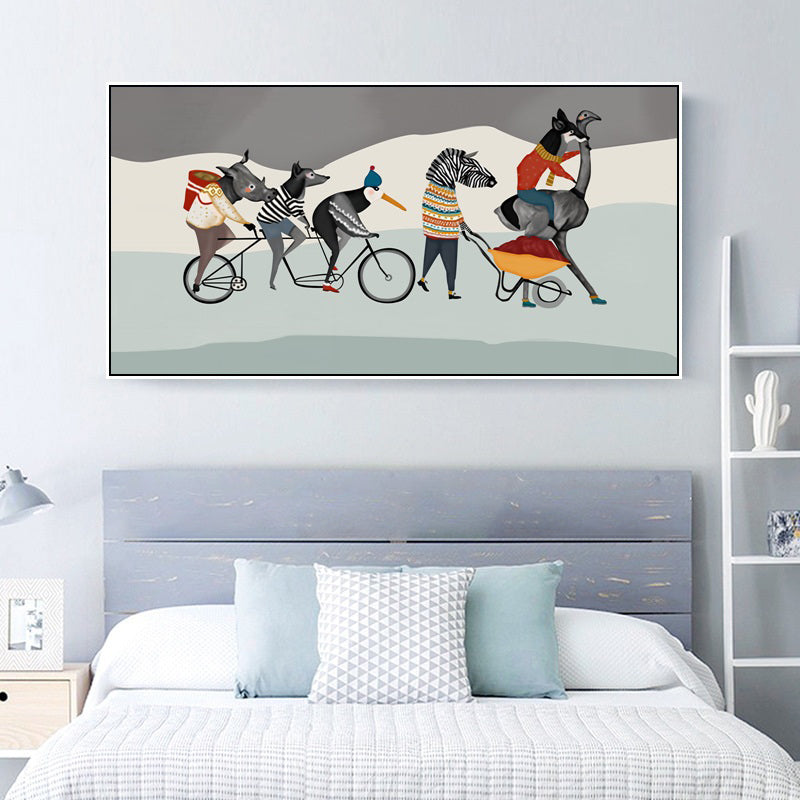 Toile d'animaux fantastiques pour enfants, décoration murale texturée de couleur douce pour chambre de bébé
