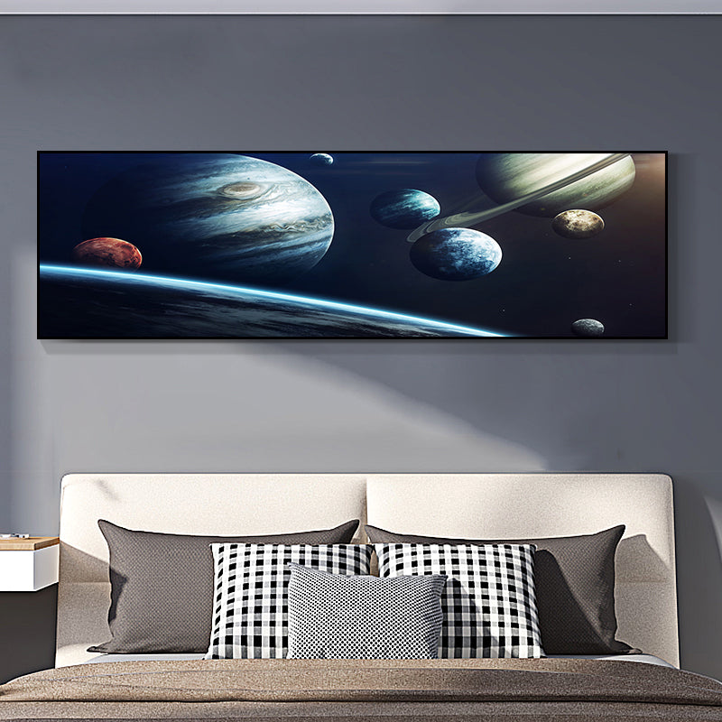 Impression sur toile Grand Planet texturée pour enfants, décoration murale intérieure de maison d'art en couleur claire