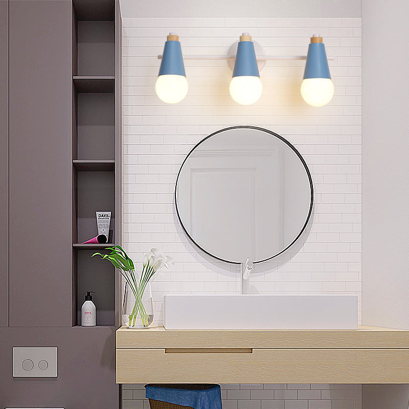 3-Bulb Sweet Cone Wall Sconce Nordic Stylish Metal Wall Light for Study Room Hallway