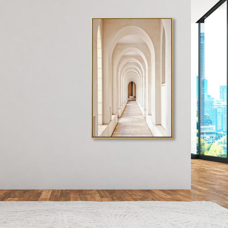 Modern Arched Hallway Art Print Dining Room Wall Decor in Light Color, Optional Sizes