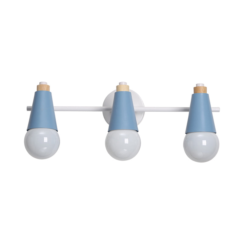 3-Bulb Sweet Cone Wall Sconce Nordic Stylish Metal Wall Light for Study Room Hallway