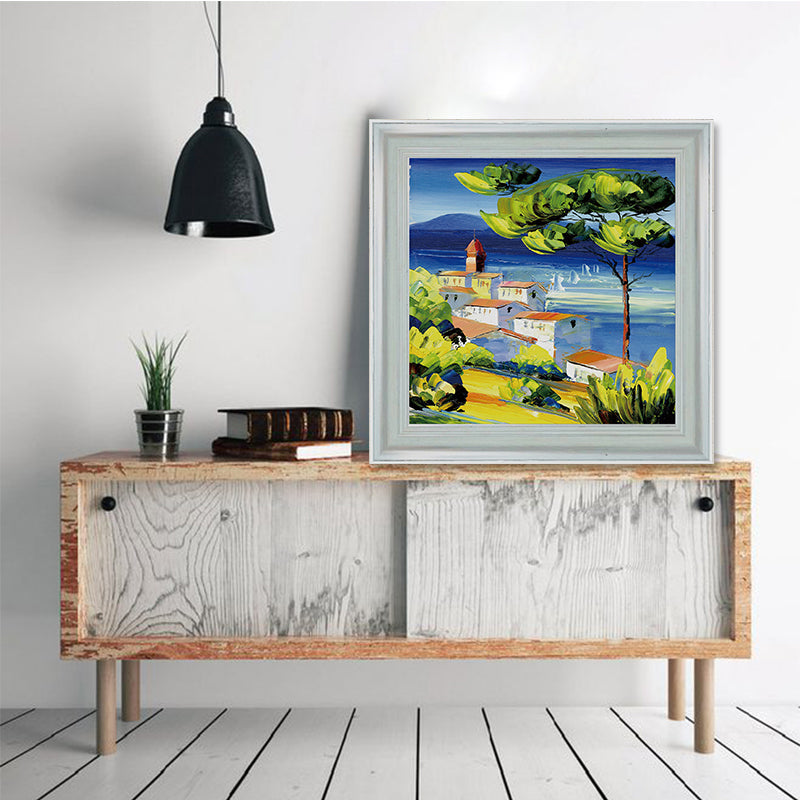 Sanfte Farben, ländliche, gewickelte Leinwandgemälde, Berglandschaft, Wanddekoration für die Küche