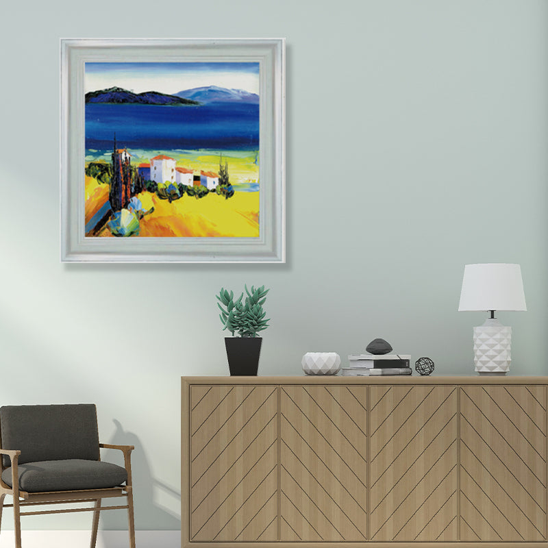 Sanfte Farben, ländliche, gewickelte Leinwandgemälde, Berglandschaft, Wanddekoration für die Küche
