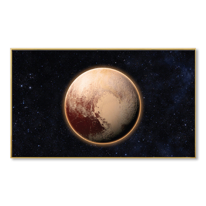 Planet Wall Art Kids Dreamy Cosmos Scenery Canvas Print in Dark Color for Nursery