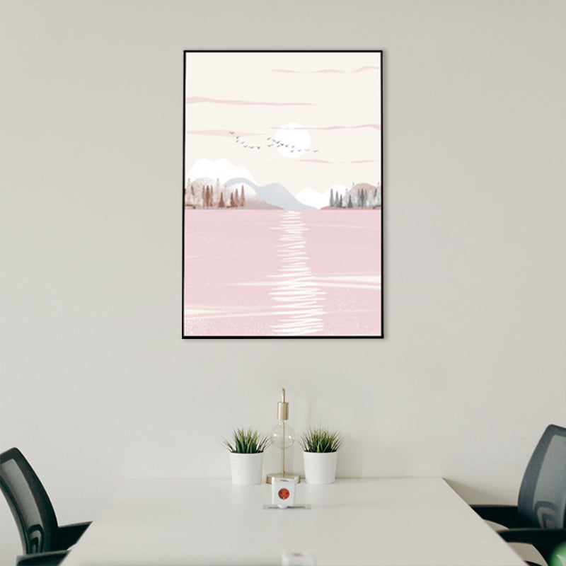 Scandinavisch landschap bos canvas print pastel kleur getextureerde muur kunst decor voor woonkamer