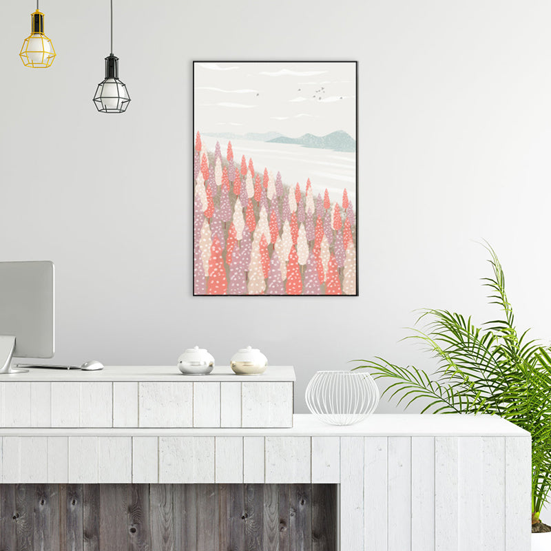 Nordic Scenery Forest Canvas Print Pastel Color Textured Wall Art Decor for Living Room