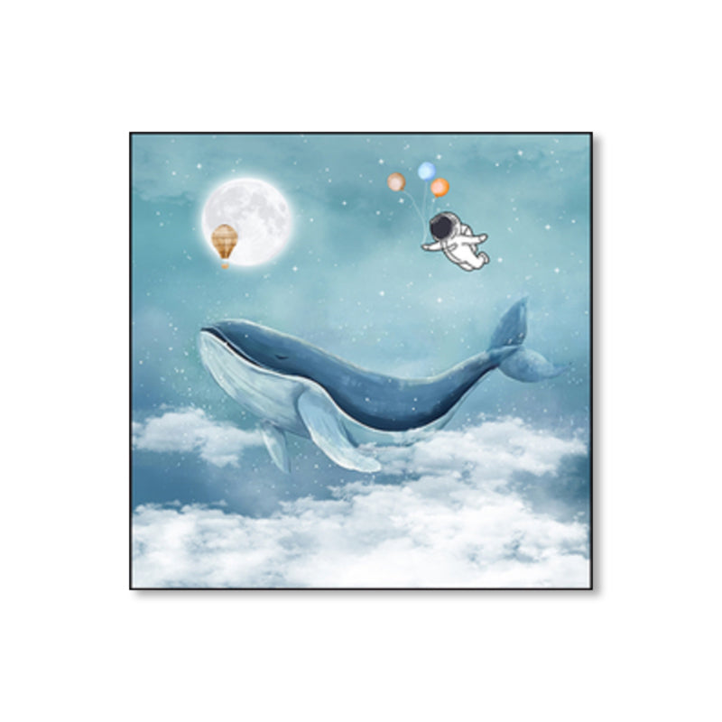 Full Moon and Whale Canvas Print Children's Art Textured Home Gallery Wall Decor