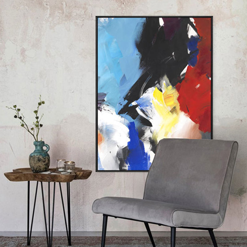 Lichte kleur penseelstreek muur decor abstracte moderne kunst getextureerde canvas print voor lobby