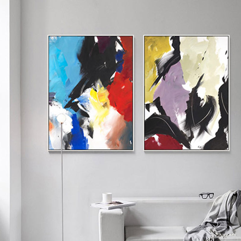 Lichte kleur penseelstreek muur decor abstracte moderne kunst getextureerde canvas print voor lobby
