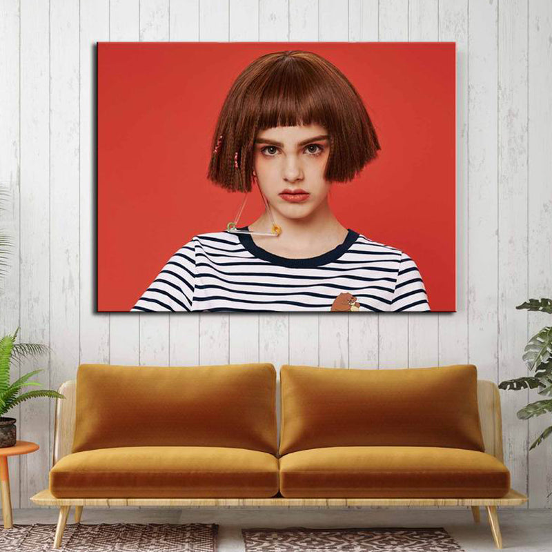 Toile imprimée de Photo de fille couleur Pastel, décoration murale texturée Glam à la mode pour chambre d'amis