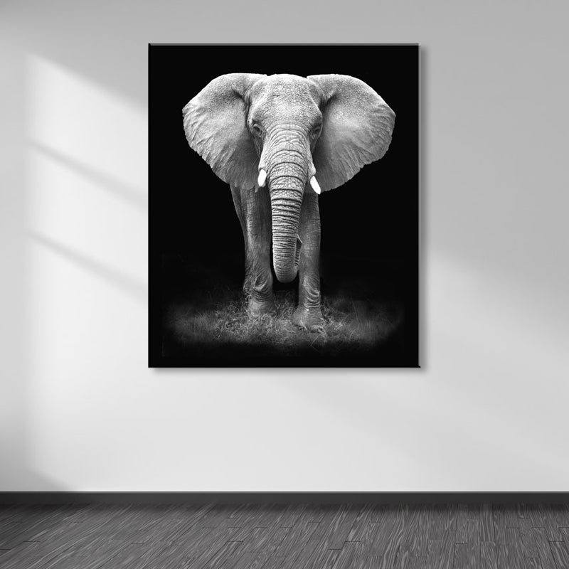 Olifant wanddecoratie eigentijds getextureerd familiekamer gewikkeld canvas in zachte kleuren
