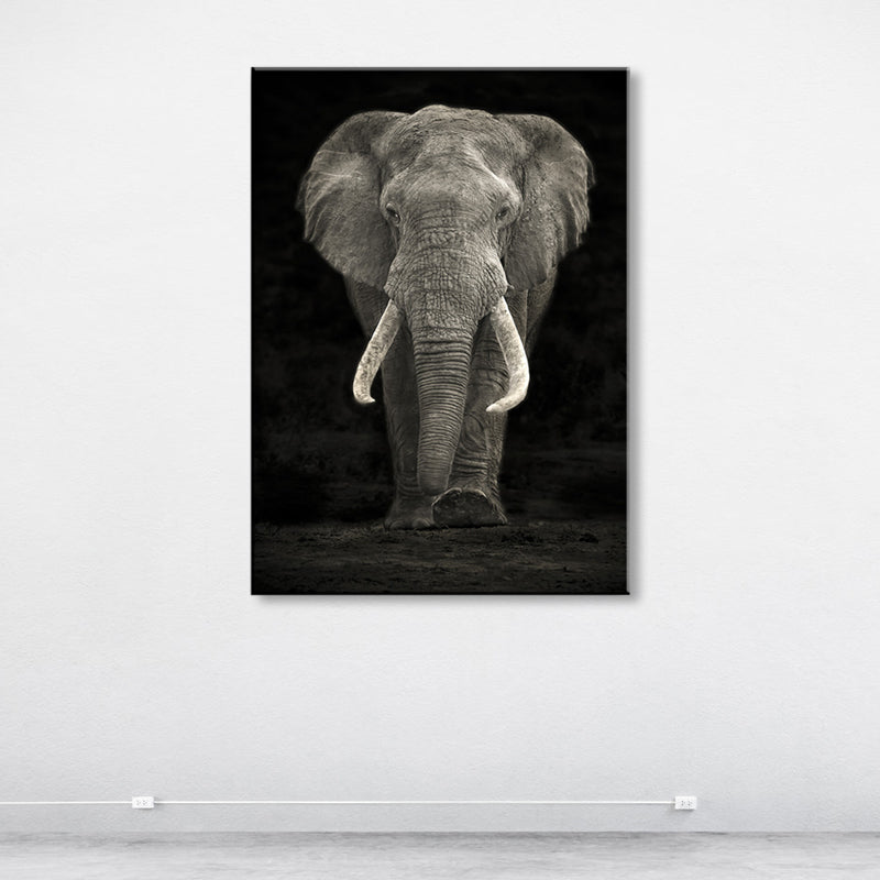 Olifant wanddecoratie eigentijds getextureerd familiekamer gewikkeld canvas in zachte kleuren