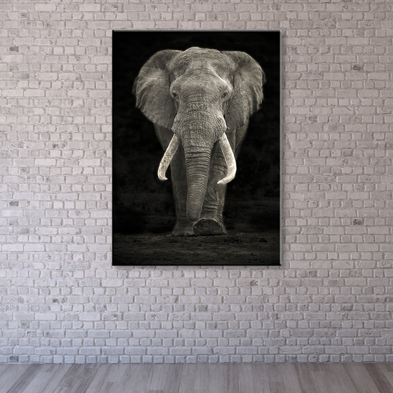 Olifant wanddecoratie eigentijds getextureerd familiekamer gewikkeld canvas in zachte kleuren