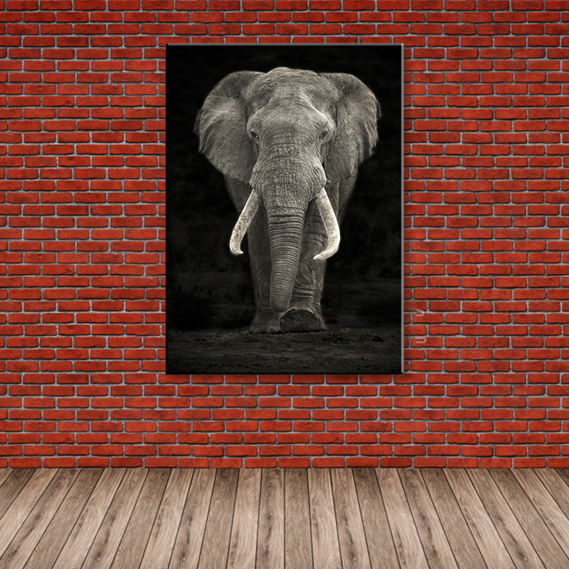 Olifant wanddecoratie eigentijds getextureerd familiekamer gewikkeld canvas in zachte kleuren