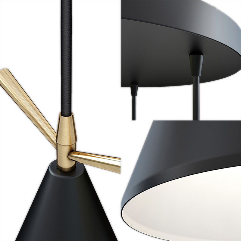 Éclairage pendentif cône nordique 1 lampe suspendue en métal léger pour café de restaurant