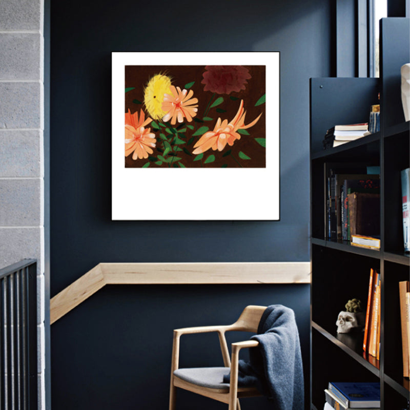 Décoration murale à motif de fleurs de couleur pastel, impression sur toile texturée rustique pour salle de jeux