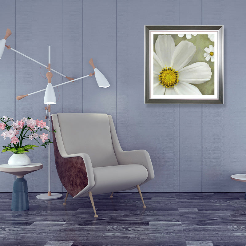 Toile imprimée de chrysanthème de campagne, décoration murale de fleurs de couleur douce pour chambre à coucher, texturée