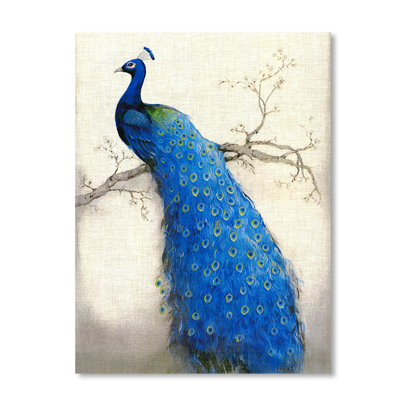 Modern Peacock Graphic Canvas Soft Color Textured Painting for Bedroom, Multiple Sizes