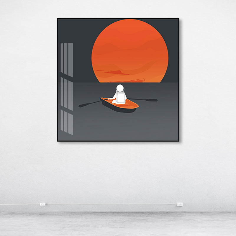 Outer Space Scenery Wall Art Set Soft Color Kids Style Canvas Print for Family Room