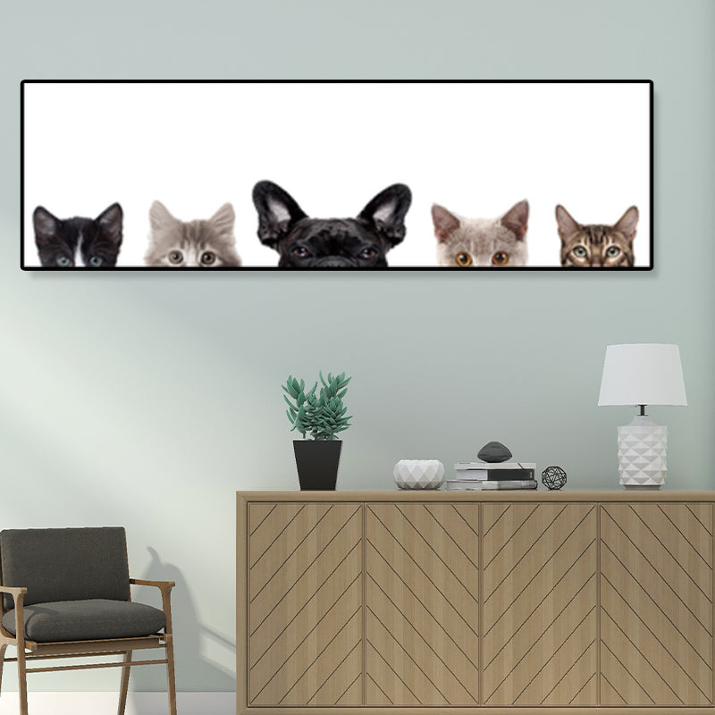 Children's Art Domestic Pets Canvas Print Photo Animal Wall Decor in Pastel Color