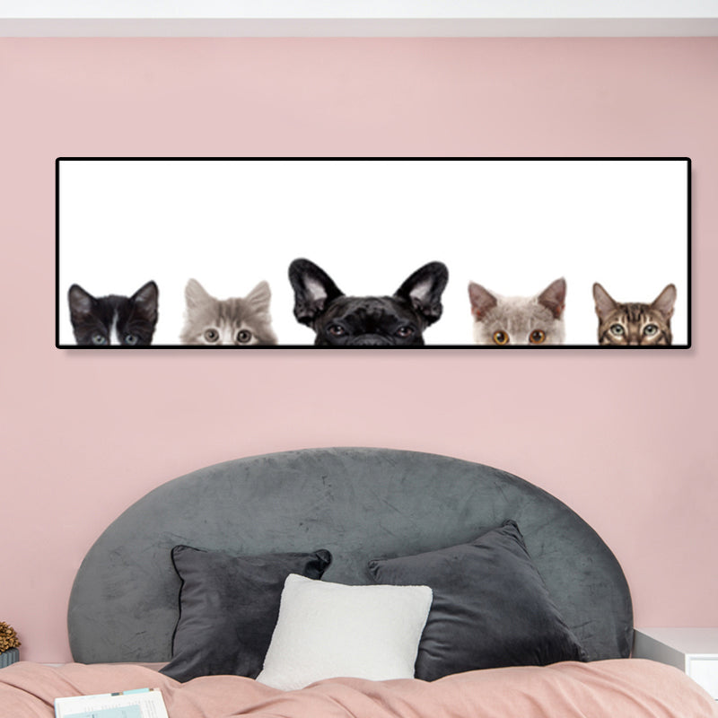 Children's Art Domestic Pets Canvas Print Photo Animal Wall Decor in Pastel Color