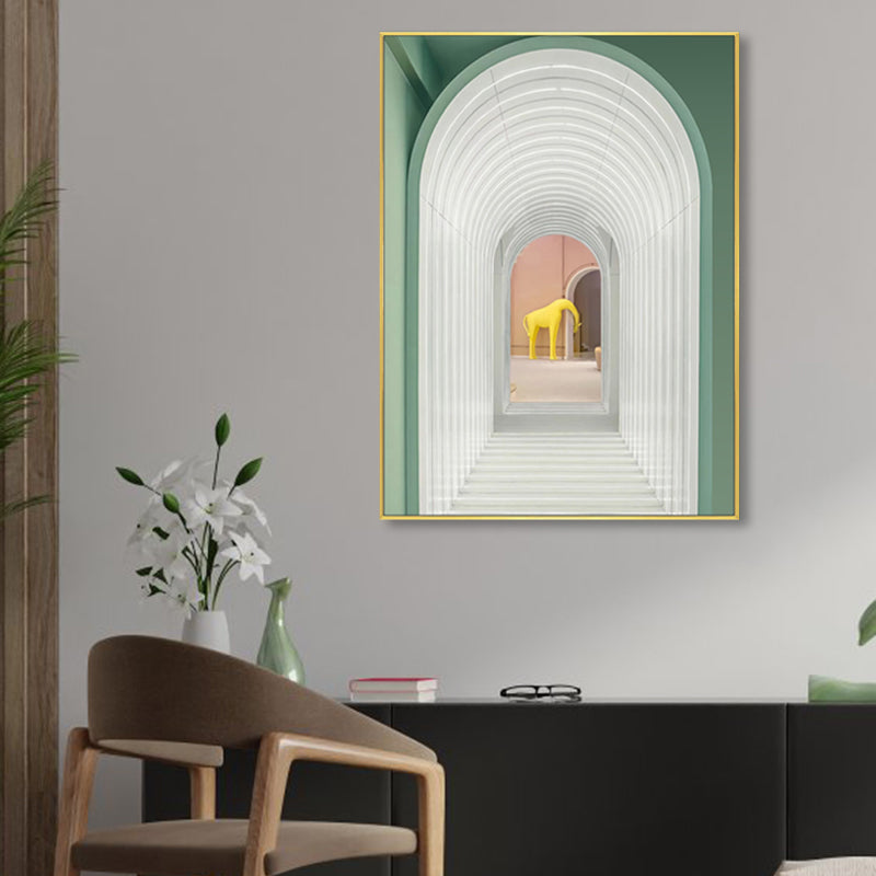 Décoration murale de galerie arquée de couleur douce, toile texturée contemporaine pour chambre