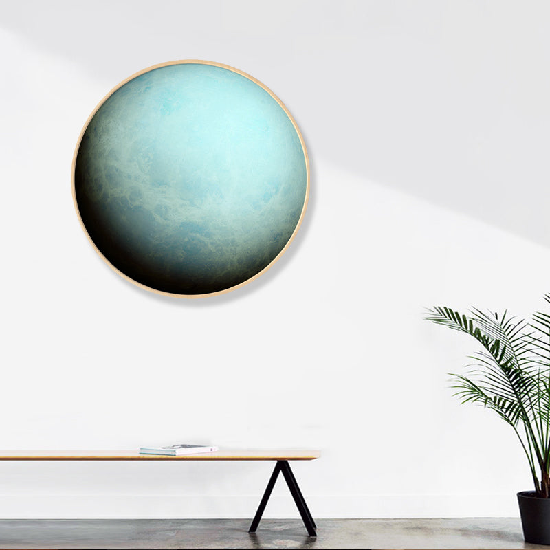 Outer Space Planet Wall Art Kids Textured Bedroom Canvas Print in Soft Color, Optional Sizes