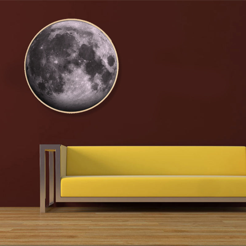 Outer Space Planet Wall Art Kids Textured Bedroom Canvas Print in Soft Color, Optional Sizes